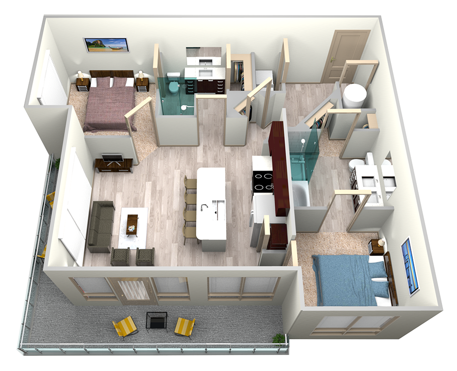 Indigo Floor Plan at Azure Houston Apartments, Houston, Texas