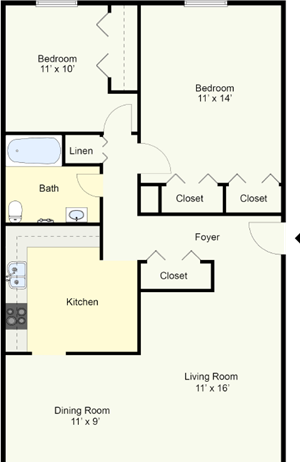 BROOKLYN - 2 BEDROOM 1 BATH