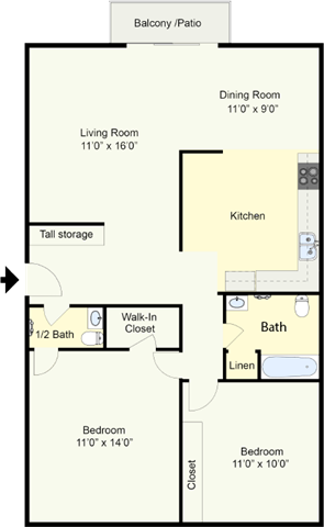 BRYANT - 2 BEDROOM 1.5 BATH