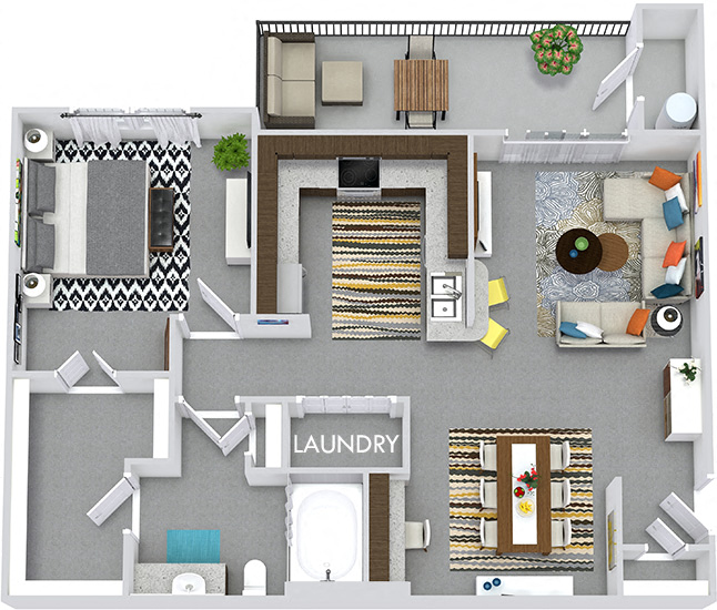 3d Lubbock 1 bedroom apartment. Large kitchen with bartop open to living and dining room. Built-in desk. 1 full bath. large walk-in-closet. Patio/balcony.