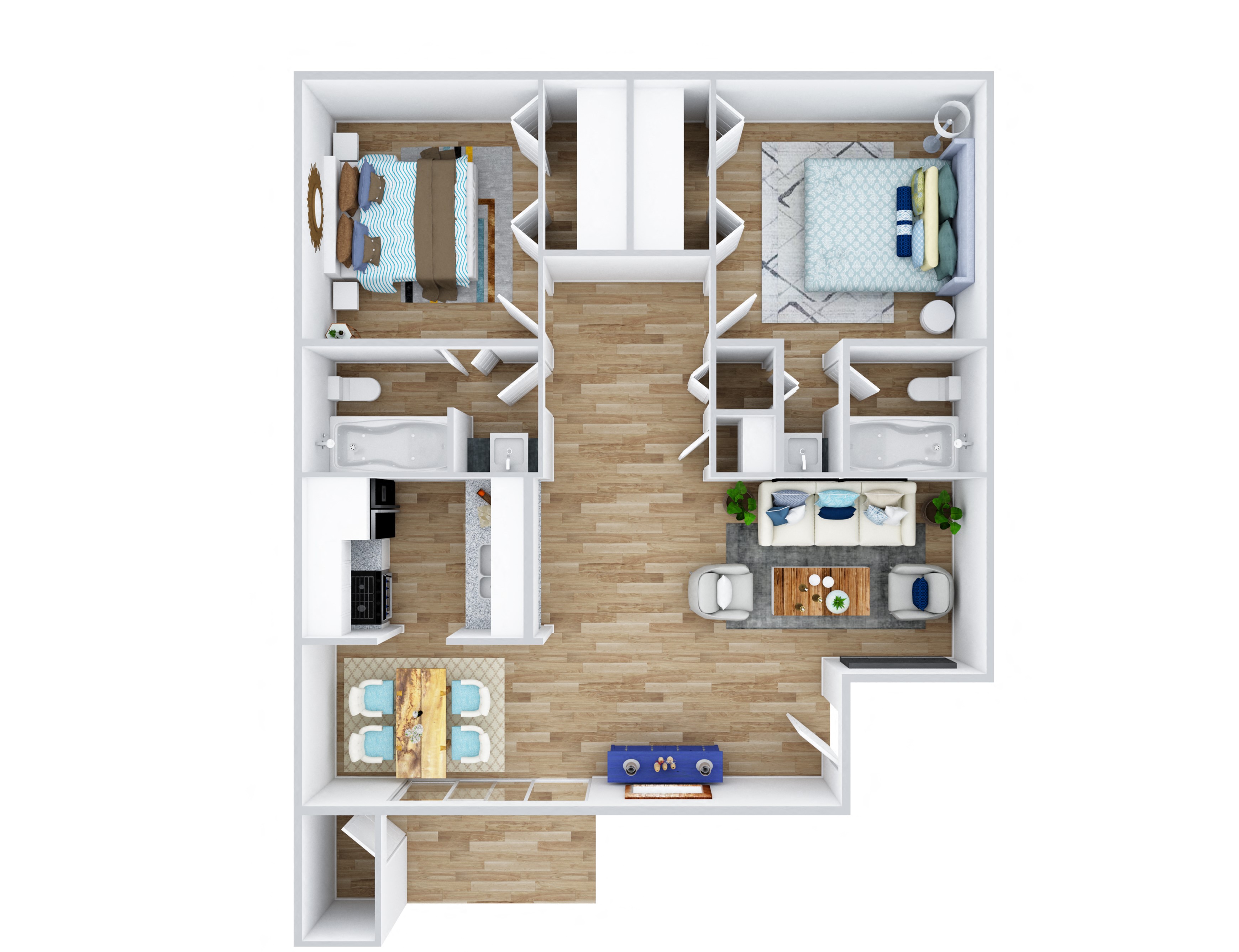 Paloma Village Two Bedroom Two Bathroom apartment layout