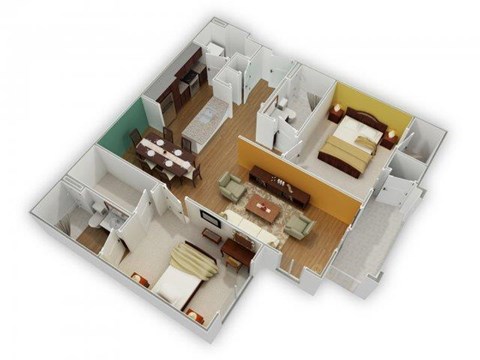The Mitchell A-2 Floorplan at Phillips Mallard Creek Apartments, Charlotte, NC 