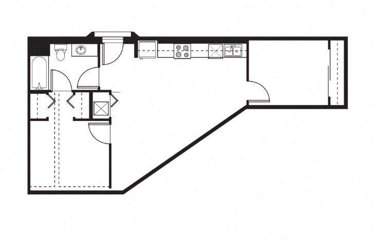 2.1A Floor Plan at One Santa Fe Residential, Los Angeles, 90012