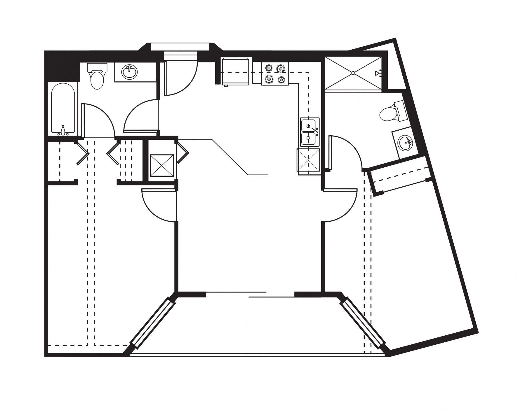 2.2C Floor Plan at One Santa Fe Residential, Los Angeles, CA