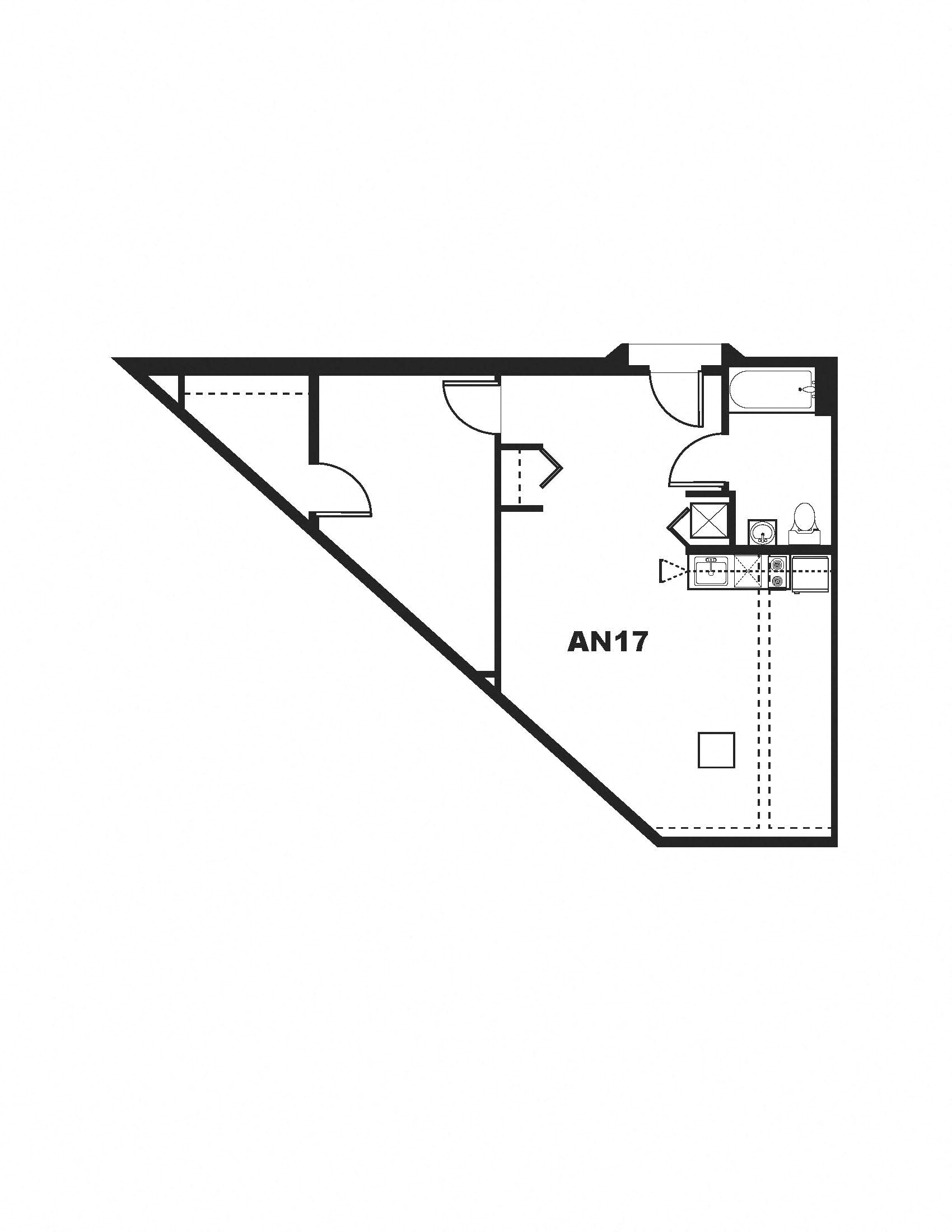 AN17 Floor Plan at One Santa Fe Residential, California