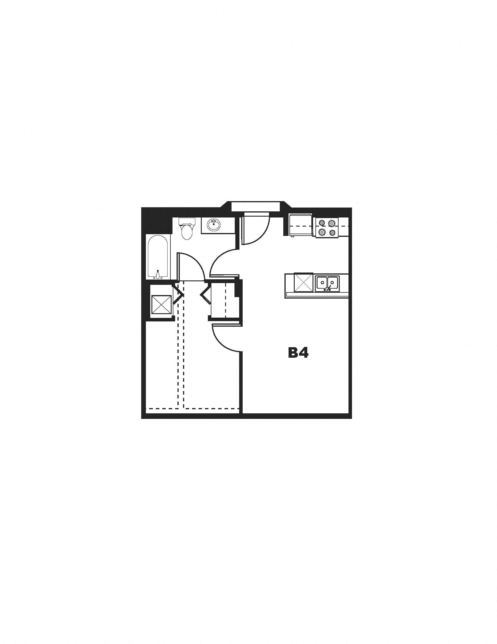 B4 Floor Plan at One Santa Fe Residential, Los Angeles, CA, 90012