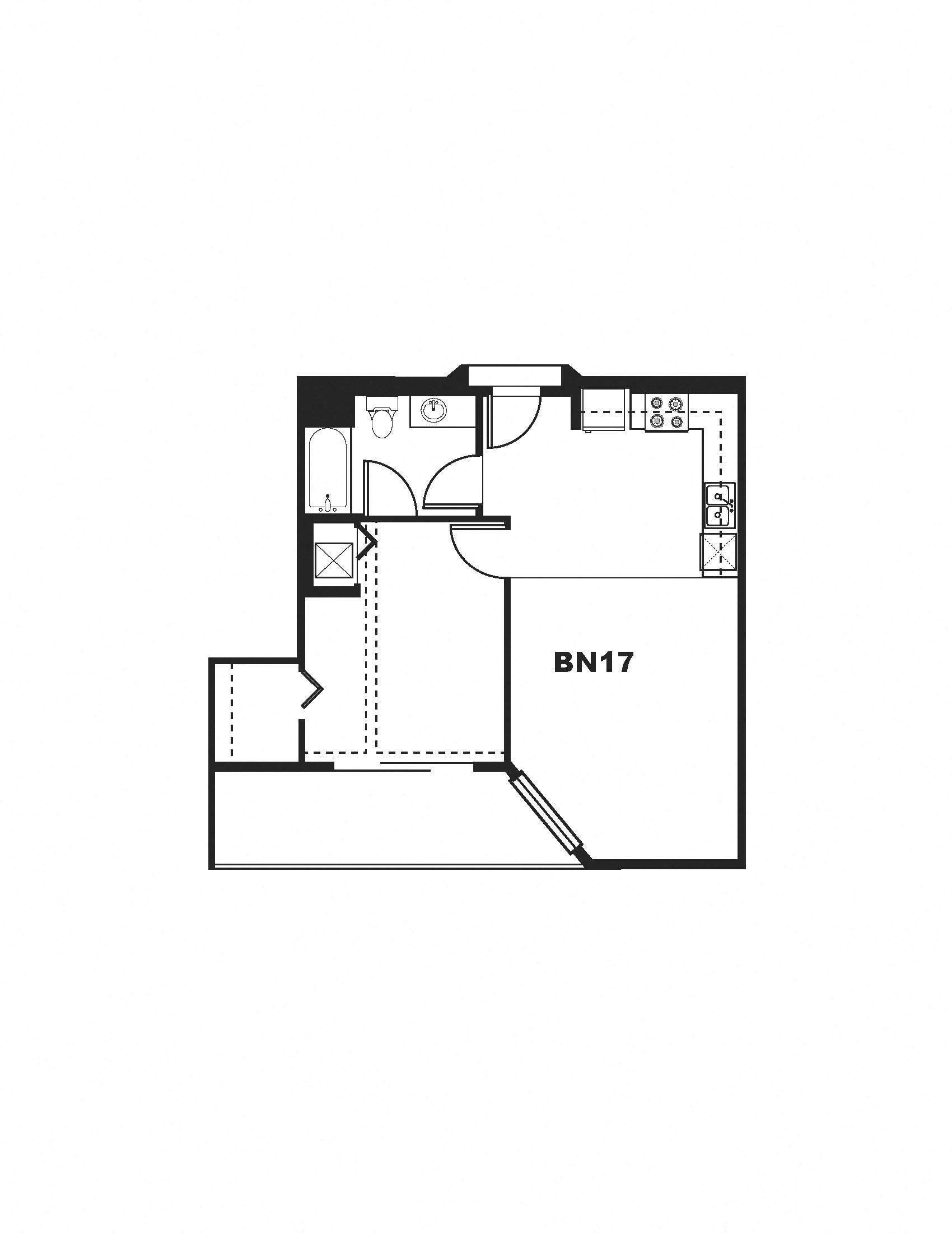 BN17 Floor Plan at One Santa Fe Residential, Los Angeles, 90012