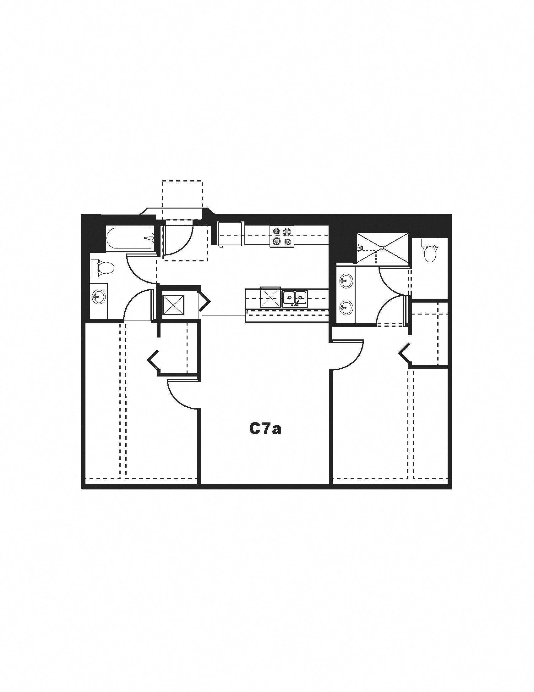 C7a Floor Plan at One Santa Fe Residential, Los Angeles, CA