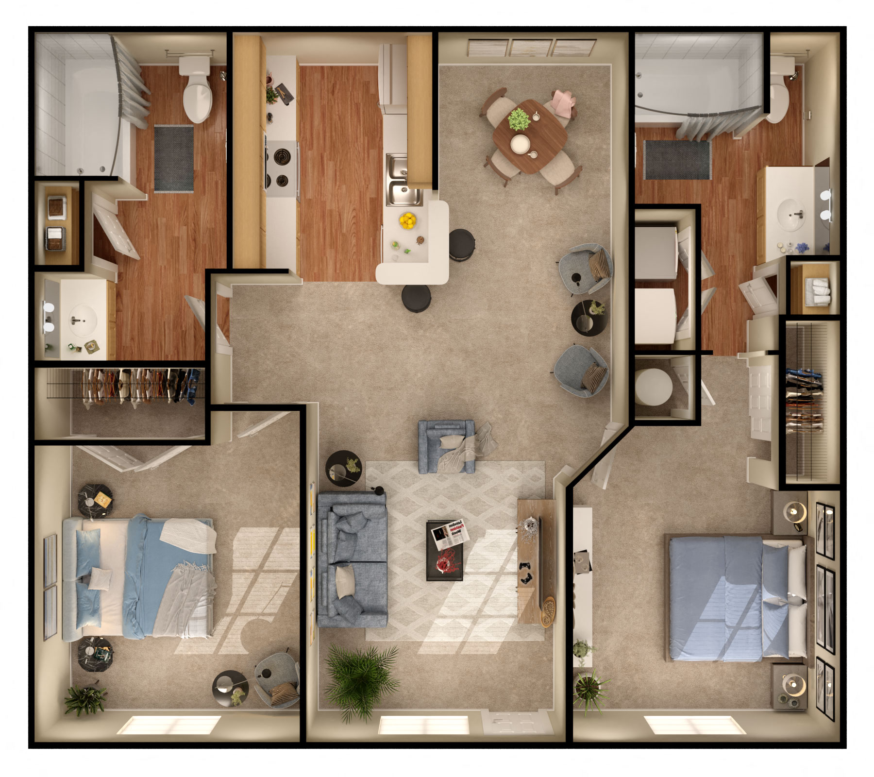 Amberjack Floor Plan at Pavilions at Northshore Apartment Homes, Texas, 78374