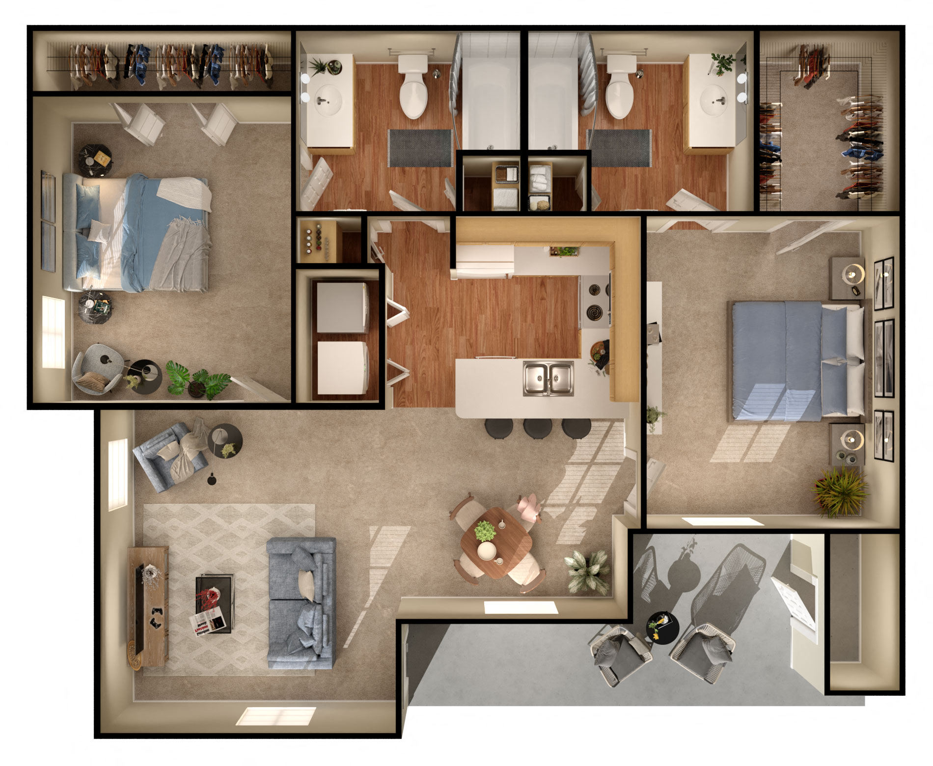 Boga Floor Plan at Pavilions at Northshore Apartment Homes, Portland, TX, 78374