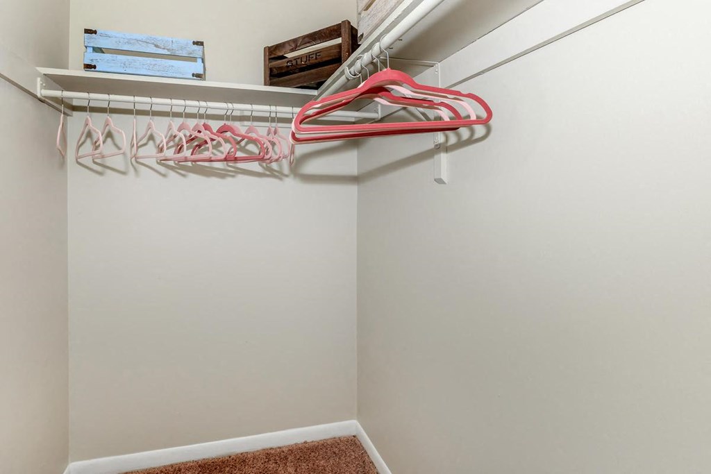 closet with rack and hangers on the wall