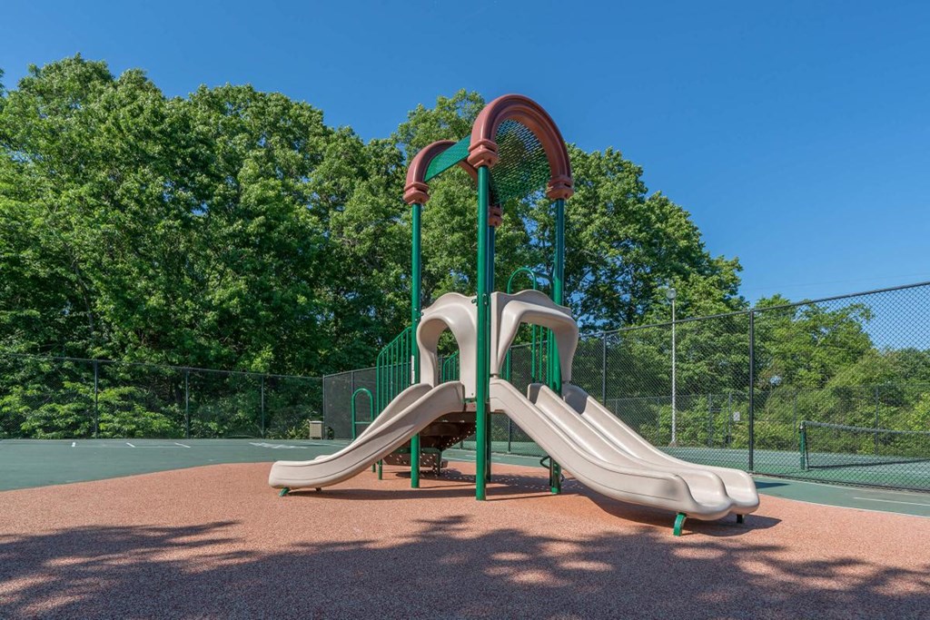 a slide at a playground at a park