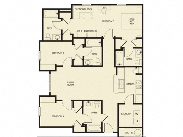 Three Bedroom Floor Plans  Rentals in El Paso TX at Independence Place 