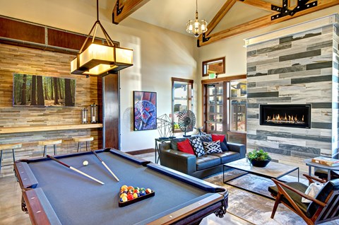 Clubhouse with Billiards Table at The Arbors at Edgewood Apartments, Edgewood, Washington