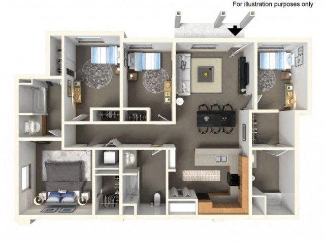 Floorplan Floorplan at The Villas in Bellevue Apartments, 595 156th Avenue SE, Bellevue, WA