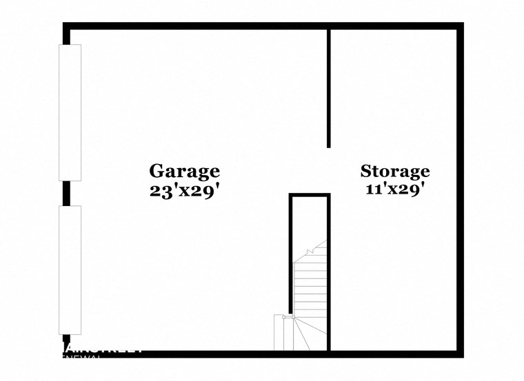 a floor plan of a house with a garage and a loft