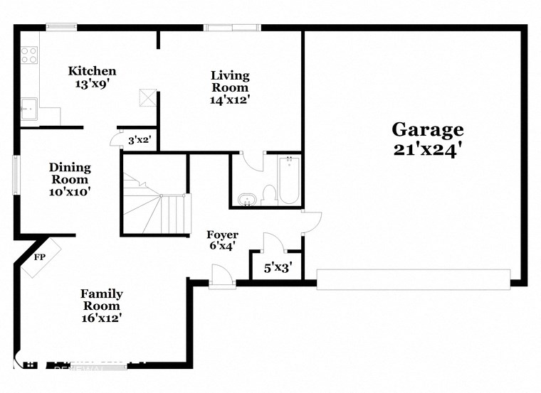 a floor plan of a house with a bedroom and a living room