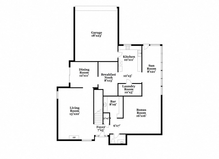 a floor plan of a house with two floors and a garage