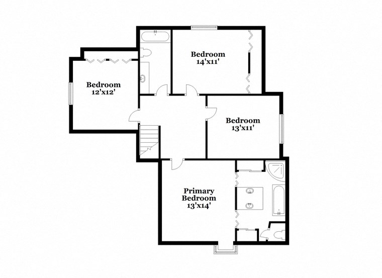 a floor plan of a house with bedrooms and baths