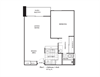 One bedroom one bathroom apartment featuring a full kitchen and bathroom approximately 637 square feet, Floorplan is an artist rendering and all dimensions are approximate, Actual units vary in dimension and detail. Not all features are available in every unit. Prices and availability are subject to change without notice. Please call a representative for details
