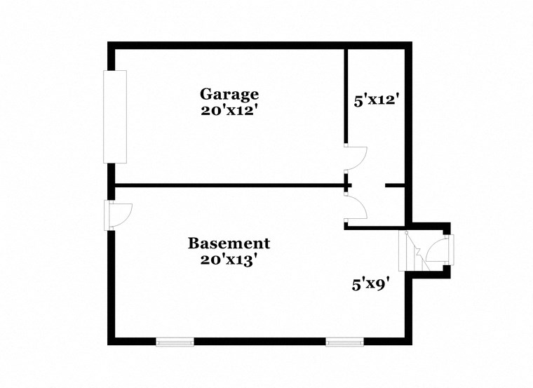 floor plan of a house with an open area and a basement