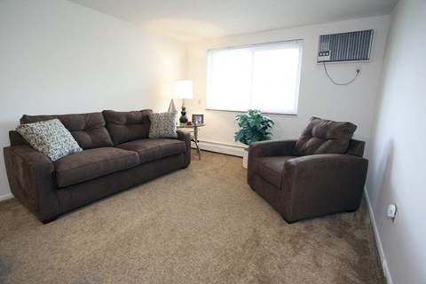 a living room with two couches and a chair