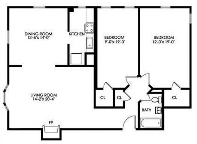 2 Bedroom Floor Plan 3
