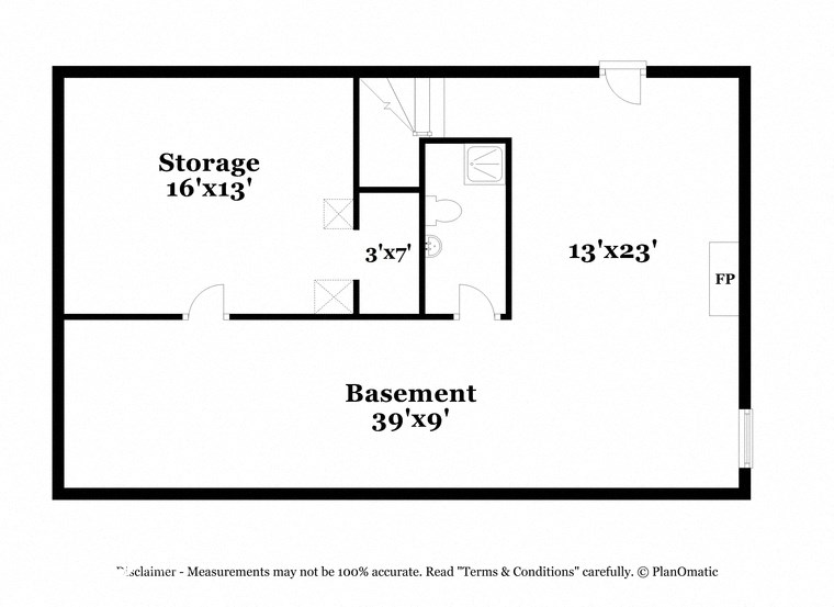 the floor plan for a small apartment with a basement