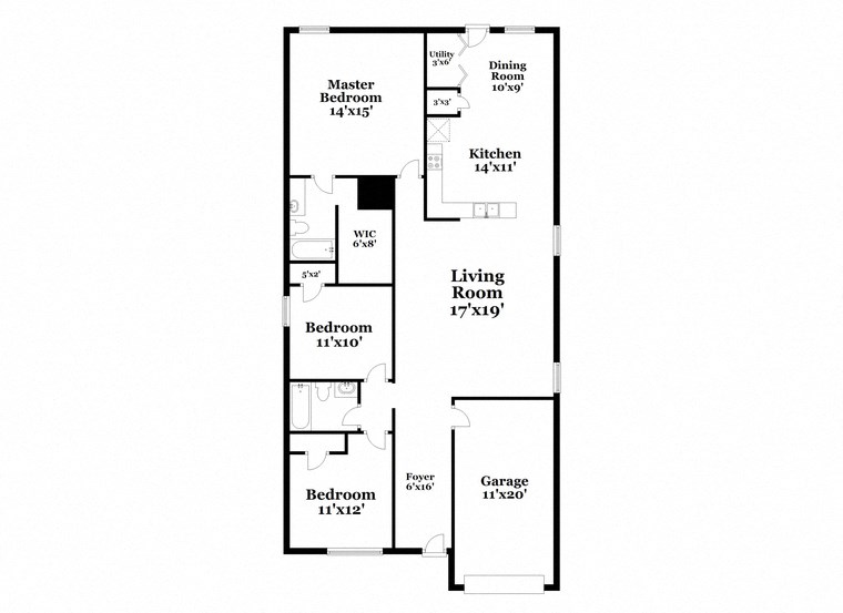 a floor plan of a house with a bedroom and a living room