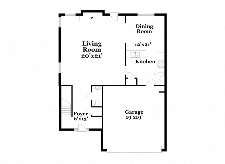a floor plan of a house with a living room and a dining room