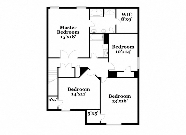 floor plan of a two story house with bedrooms and baths and a large master bedroom
