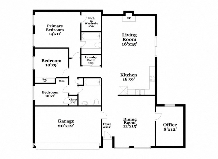 a floor plan of a house with a combination of bedrooms and a living room