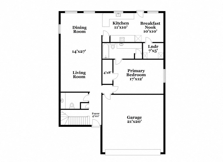 a floor plan of a house with a bedroom and a living room