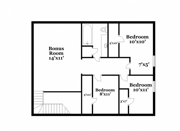 a floor plan of a house with an open floor plan with bedrooms and a kitchen