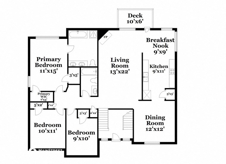 a floor plan of a house with bedrooms and a living room