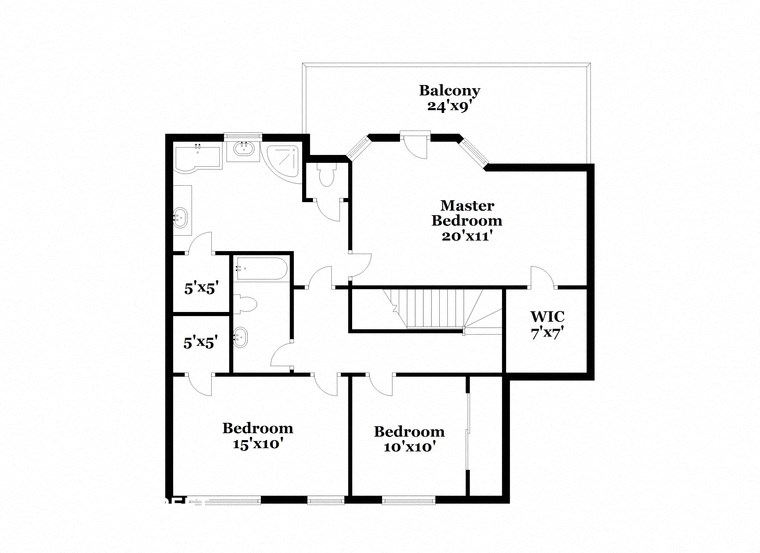 a floor plan of a house with a combination of bedrooms and baths