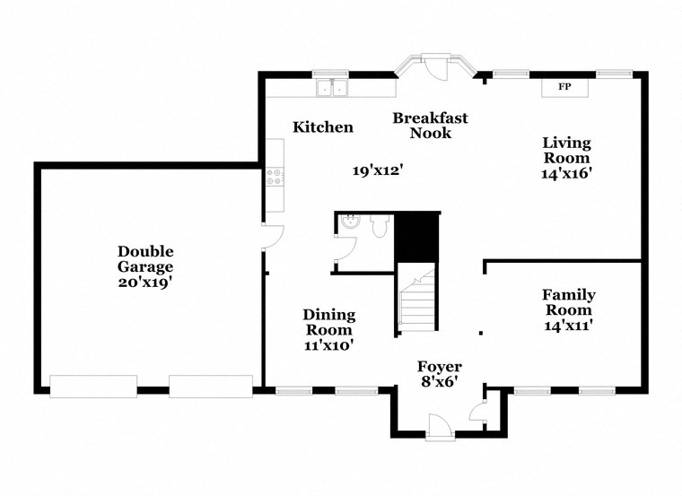 a floor plan of a house with bedrooms and a living room