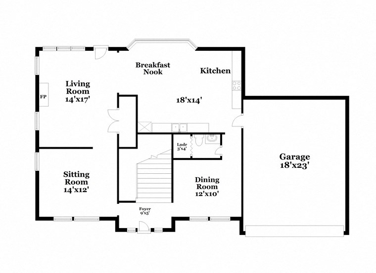 a floor plan of a house with bedrooms and a garage