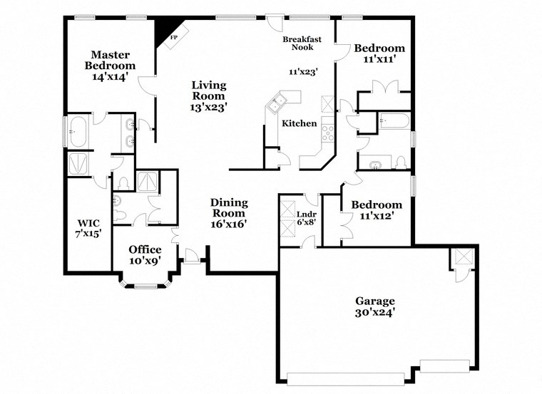 a floor plan of a house with a combination of bedrooms and a living room