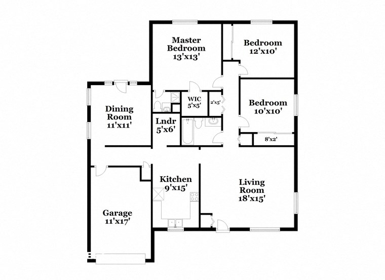 a floor plan of a house with two bedrooms and a living room