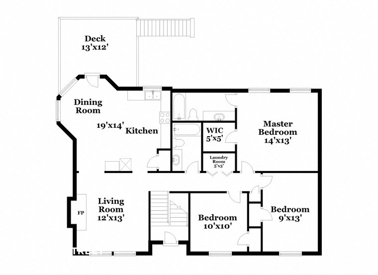 a floor plan of a house with a combination of bedrooms and a living room