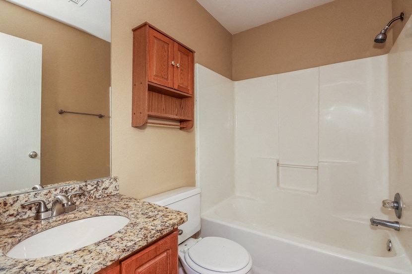 a bathroom with a sink and a toilet and a shower