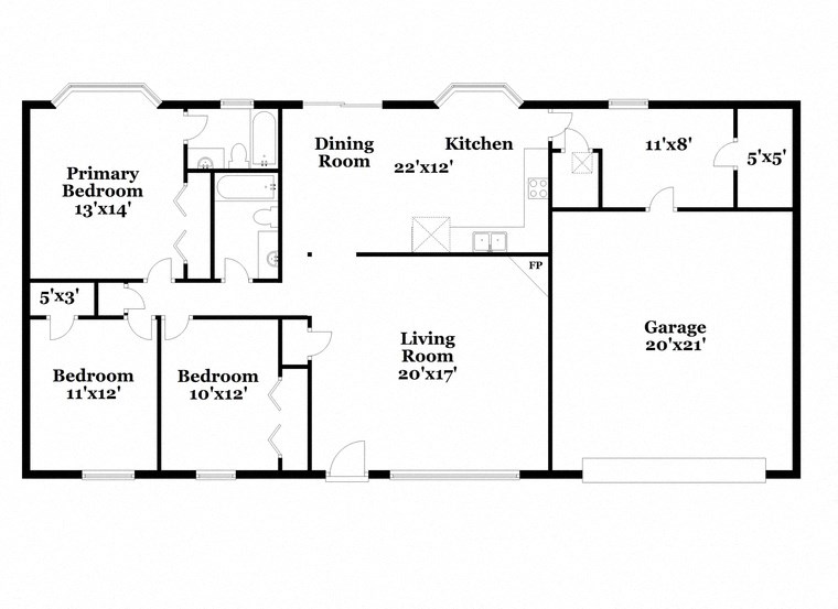 a floor plan of a house with bedrooms and a living room