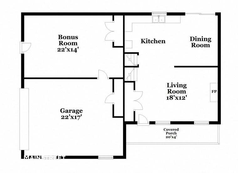 a floor plan of a house with a living room and a dining room