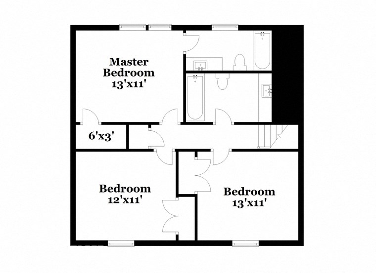 a floor plan of a house with a bedroom and a bathroom