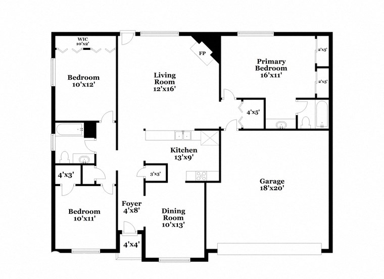 floor plan of the second level of the house with bedrooms and baths