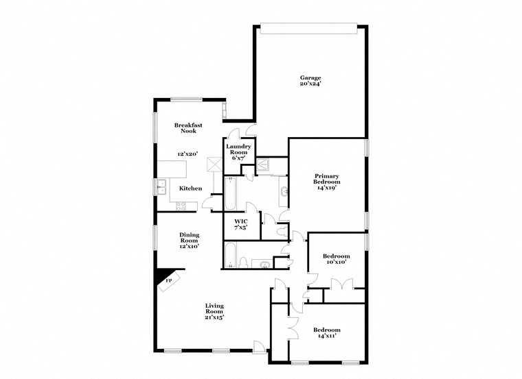 a floor plan of a house with two floors and a staircase