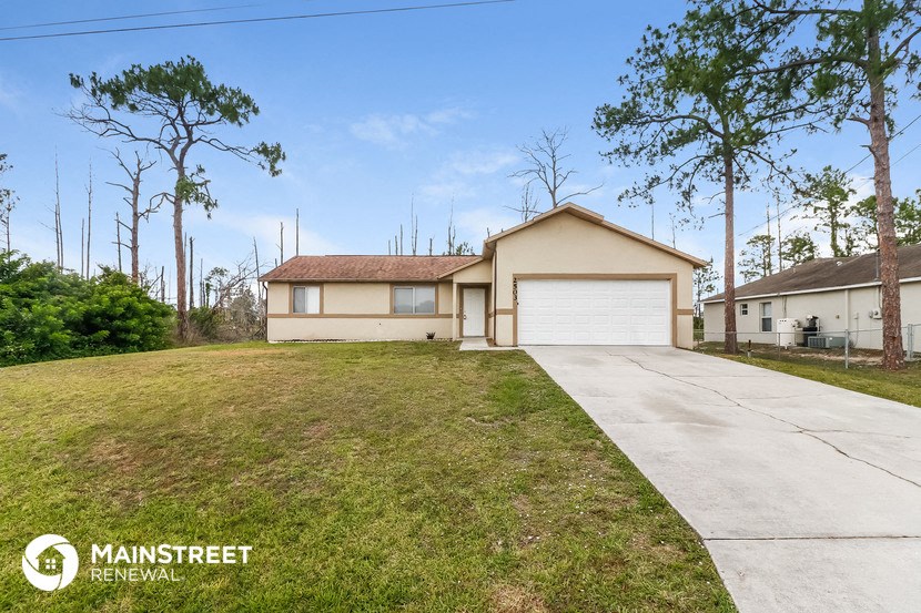 a home with a lawn and a garage