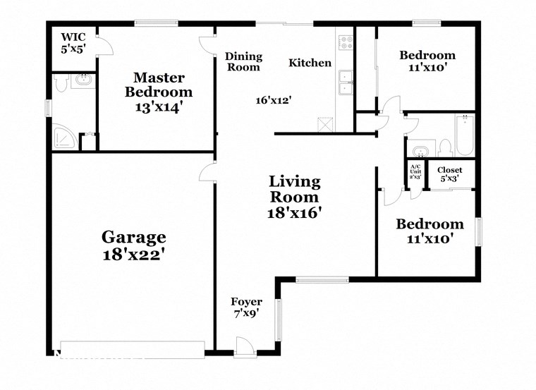 a floor plan of a house with a bedroom and a living room