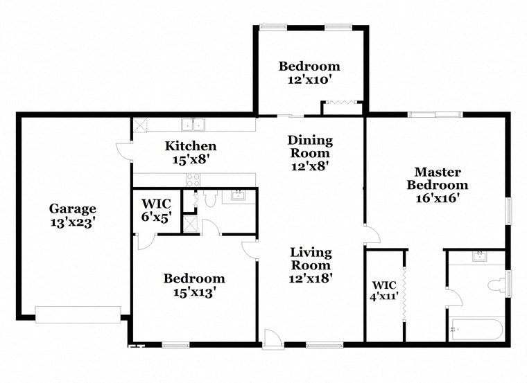 a floor plan of a house with bedrooms and a living room